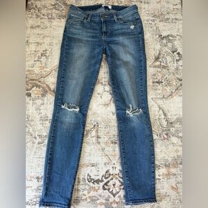 PAIGE Blue Skinny Jeans with Distressed Details